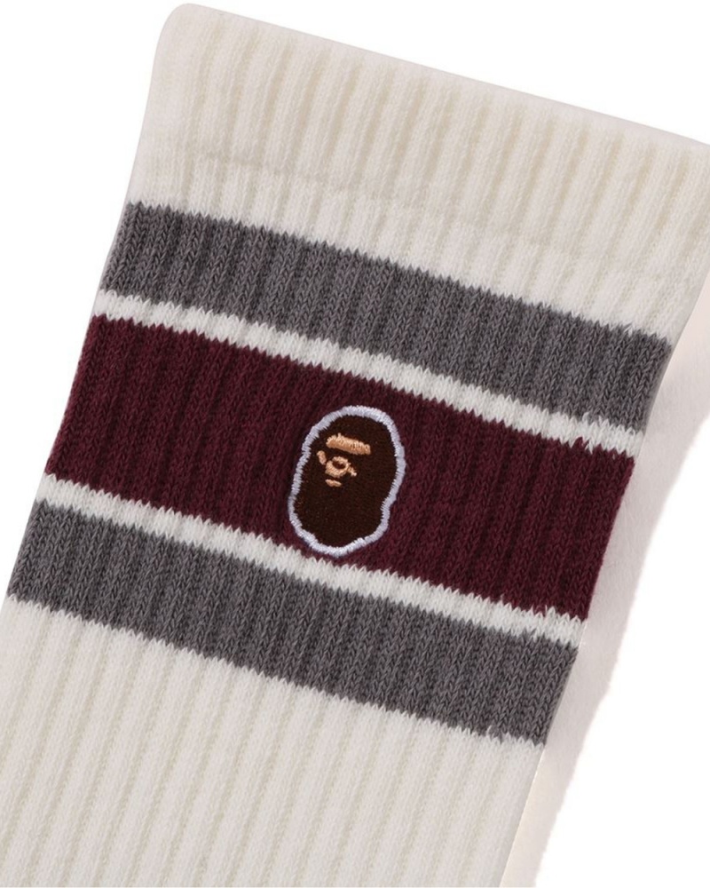 Chaussettes Bape Ape Head One Point Line Bordeaux Femme | LMJ-45288670